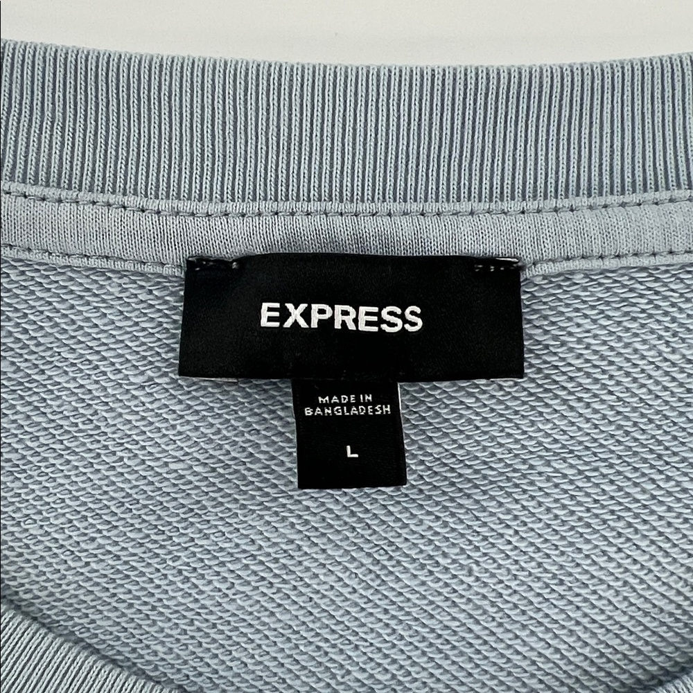 Express Embroidered‎ Chest Graphic Crew Neck Sweatshirt Blue Men's L - Picture 3 of 8
